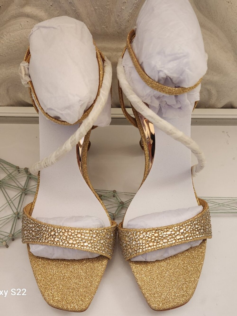 Badgley Mischka "Sally" Gold Embellished Heeled Sandals. NIB. Size 8.5 - Picture 5 of 10